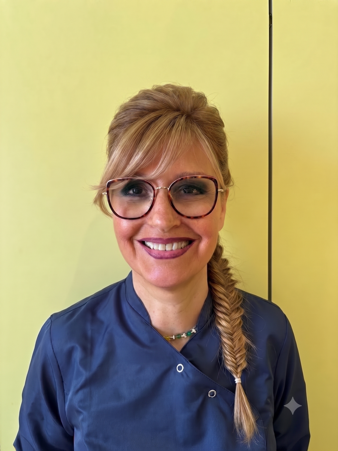 Assistente alla poltrona che assiste il dentista durante una visita